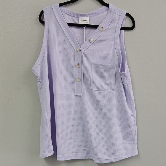 Andree Tops - Andree Lavender Buttoned Tank Top